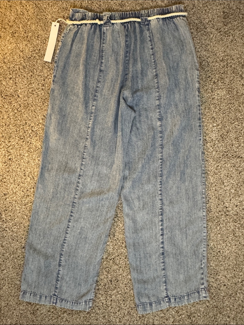 Jane + Delancey Light Blue Pull On Pant with Cord Belt & Elastic Back - Picture 10 of 13